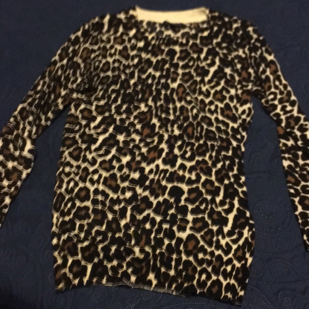 Wool sweater drone j crew cheetah print